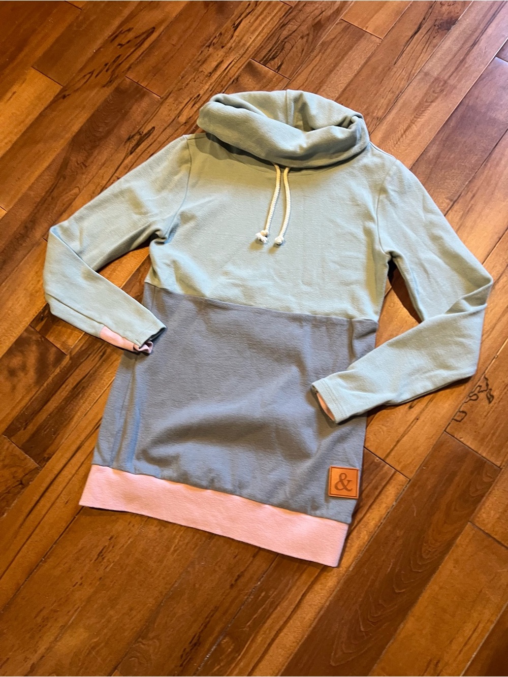 Cozy Mint & pink, Blue Women's Pullover Sweater by ampersand avenue size xs